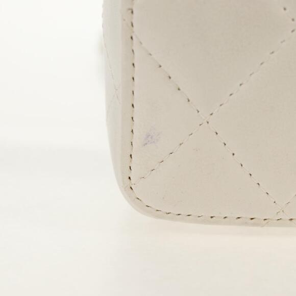 CHANEL Matelasse Chain Shoulder Bag Lamb Skin White Gold CC Auth bs31458SAV - Picture 3 of 16